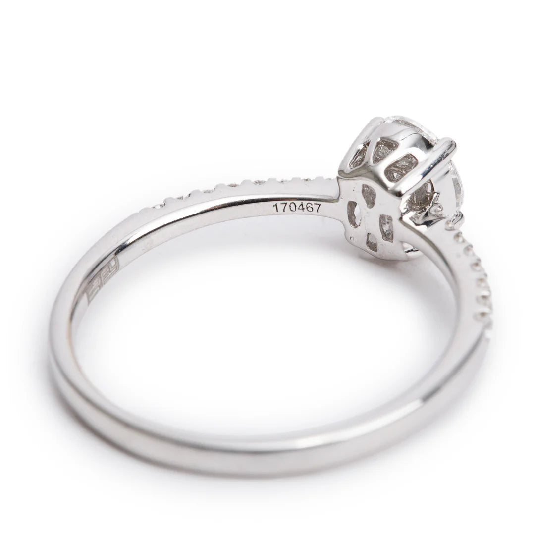 Effy 18k White Gold Cluster Diamond Engagement Ring, Size 7.5