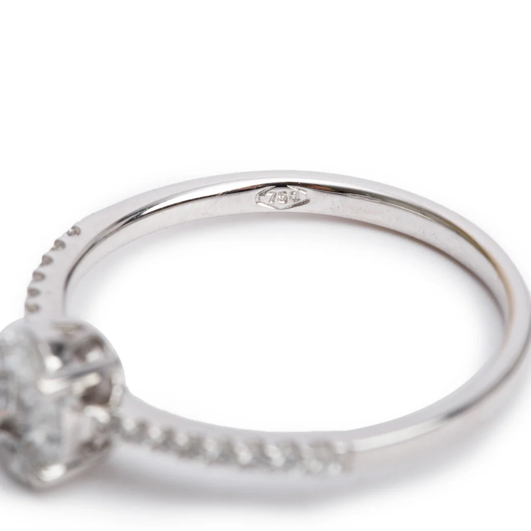 Effy 18k White Gold Cluster Diamond Engagement Ring, Size 7.5