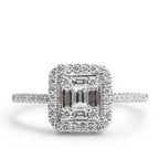 Effy 18k White Gold Diamond Illusion Setting Engagement Ring, Size 6.5