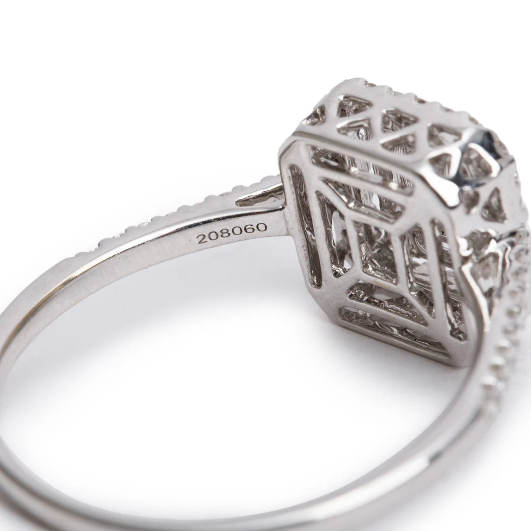 Effy 18k White Gold Diamond Illusion Setting Engagement Ring, Size 6.5