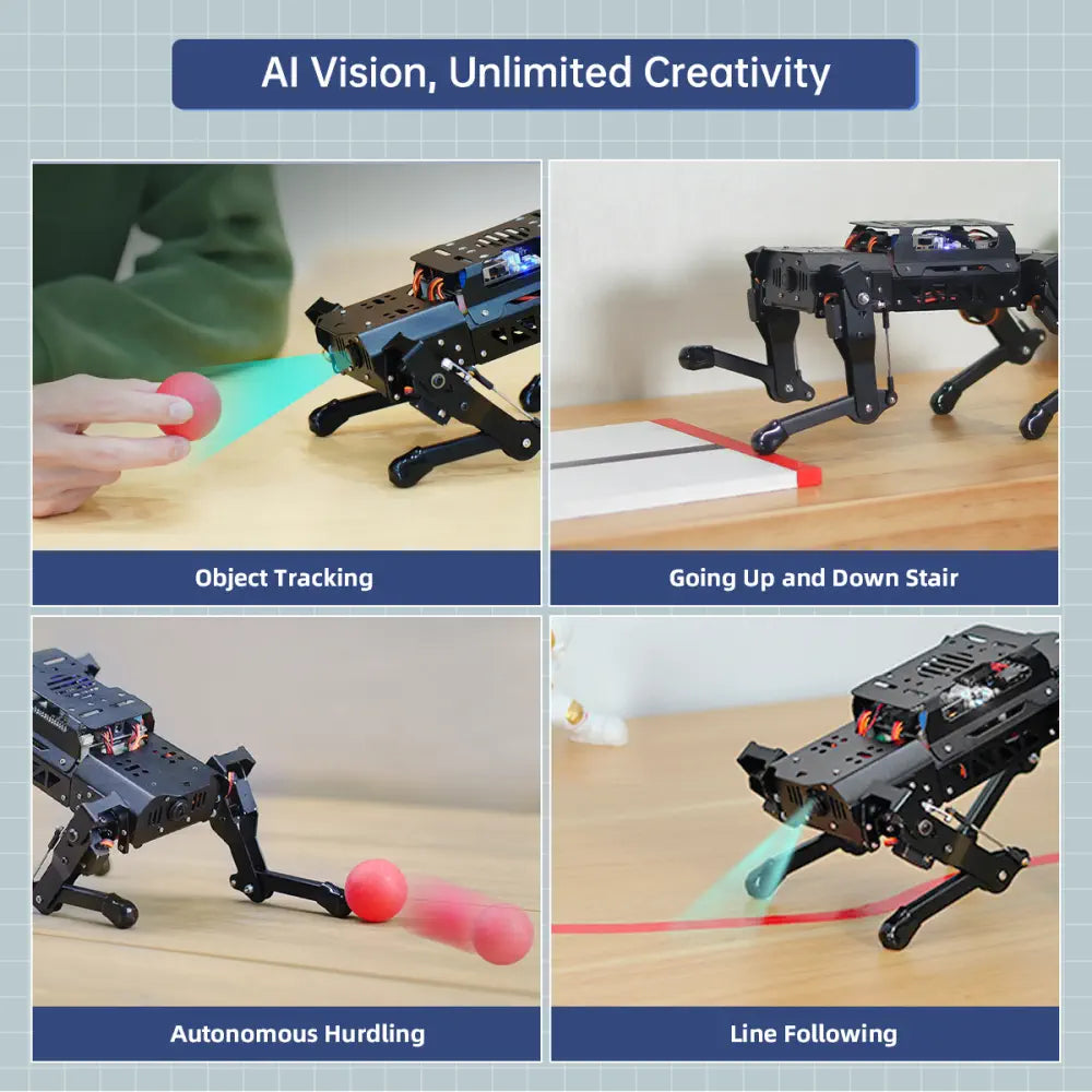Hiwonder PuppyPi ROS Quadruped Robot, Integrated with AI Large Model (ChatGPT), Supports AI Vision, Voice Interaction, LiDAR, and Robotic Arm Attachment (Advanced Kit/ Raspberry Pi 5 8GB)