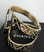 Chanel 17B light gold crystal cuff bracelet Coeur Cult Core