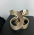 Chanel 17B light gold crystal cuff bracelet Coeur Cult Core
