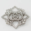 Silver Crystal GG Embellished Flower Brooch