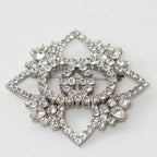 Silver Crystal GG Embellished Flower Brooch