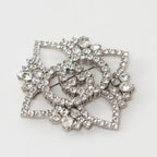 Silver Crystal GG Embellished Flower Brooch