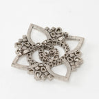 Silver Crystal GG Embellished Flower Brooch