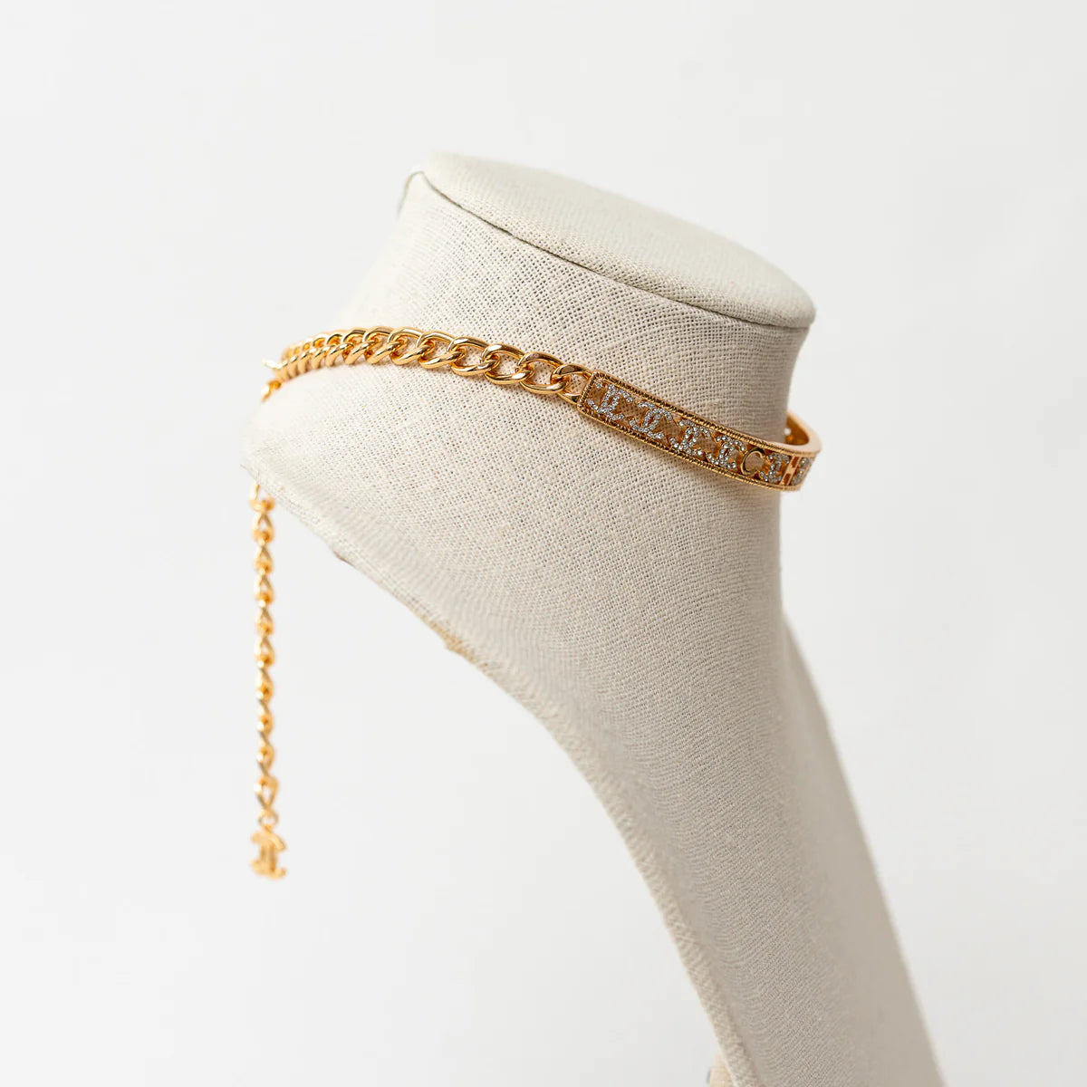 Pre-Loved Chanel™ Gold Tone Embellished Crystal Choker Necklace Coeur Cult Core
