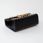 Gucci Black Leather Padlock Pearl Studded Chain Bag Coeur Cult Core