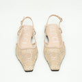 Beige Suede Mesh GG Crystal Embellished Slingback Sandals Size 36.5