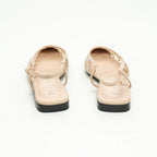 Beige Suede Mesh GG Crystal Embellished Slingback Sandals Size 36.5