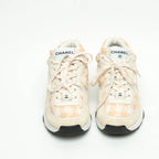 Beige and White Tweed Sneakers Size 36.5