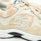 Beige and White Tweed Sneakers Size 36.5