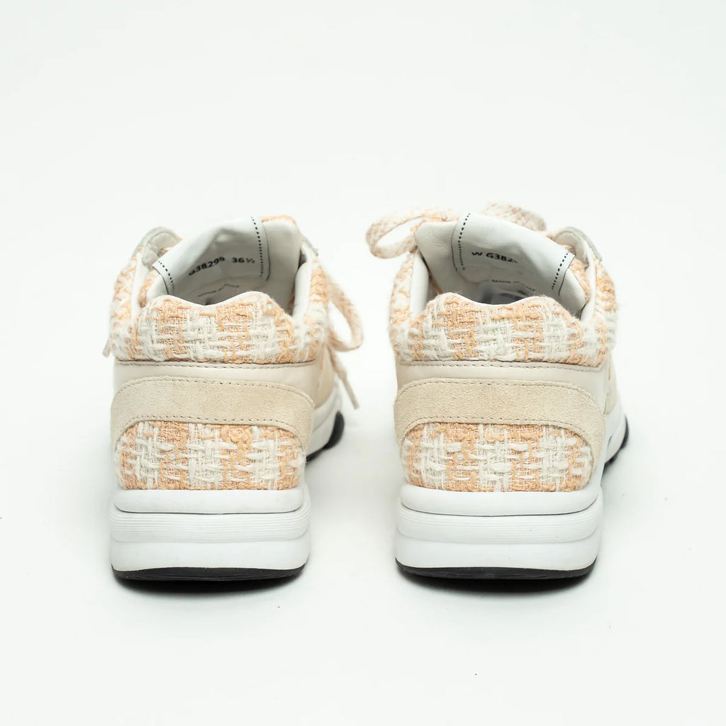 Beige and White Tweed Sneakers Size 36.5