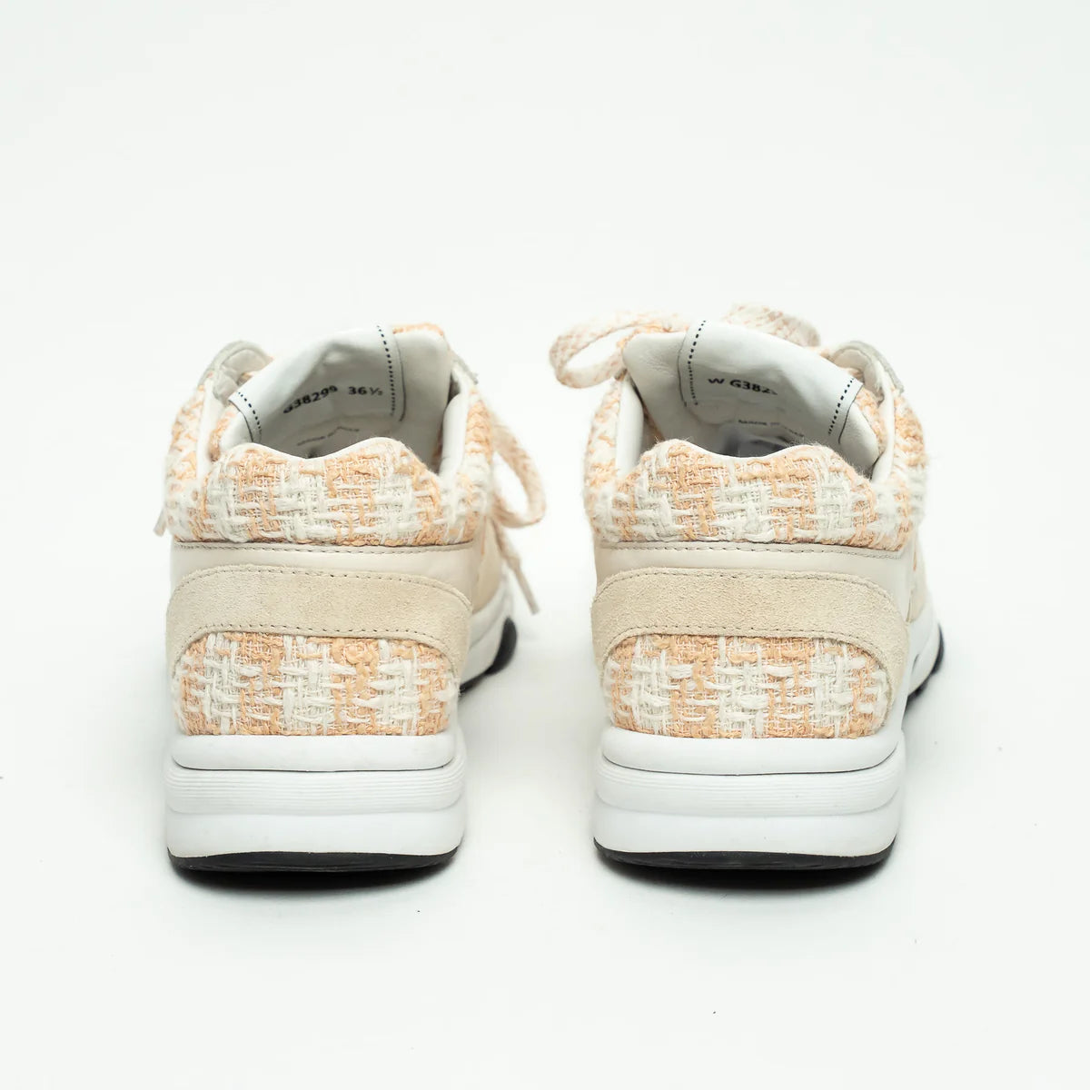 Beige and White Tweed Sneakers Size 36.5