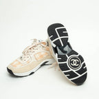 Beige and White Tweed Sneakers Size 36.5