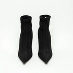 Black Ribbed Knit Sock Boot Size 40
