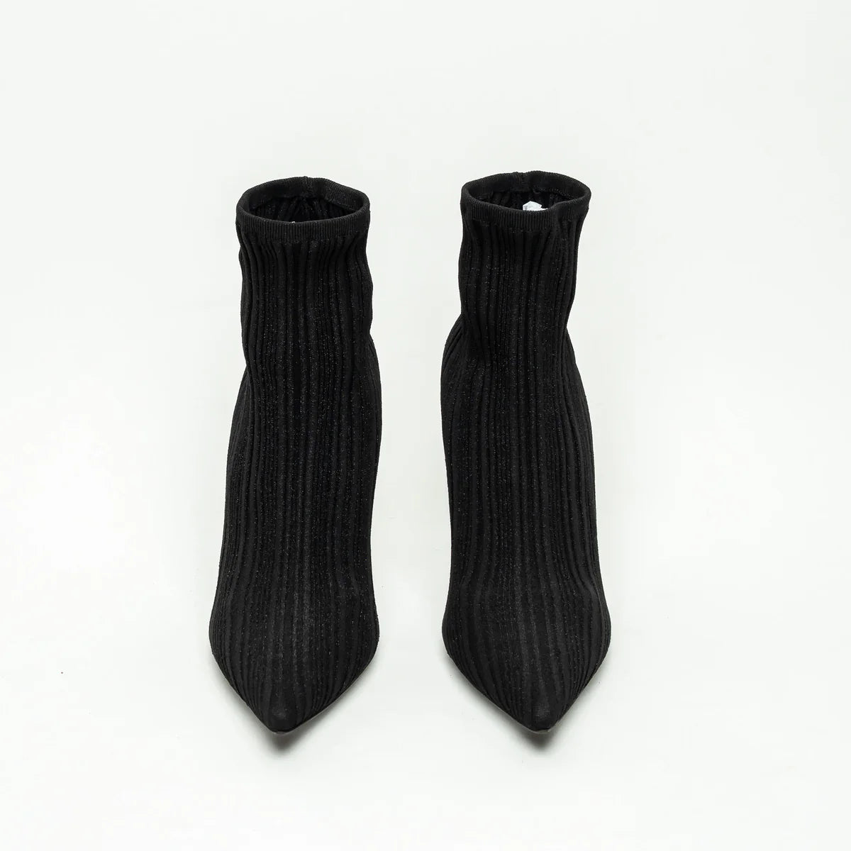 Black Ribbed Knit Sock Boot Size 40