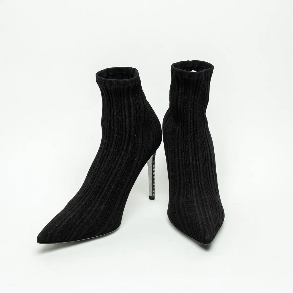 Black Ribbed Knit Sock Boot Size 40