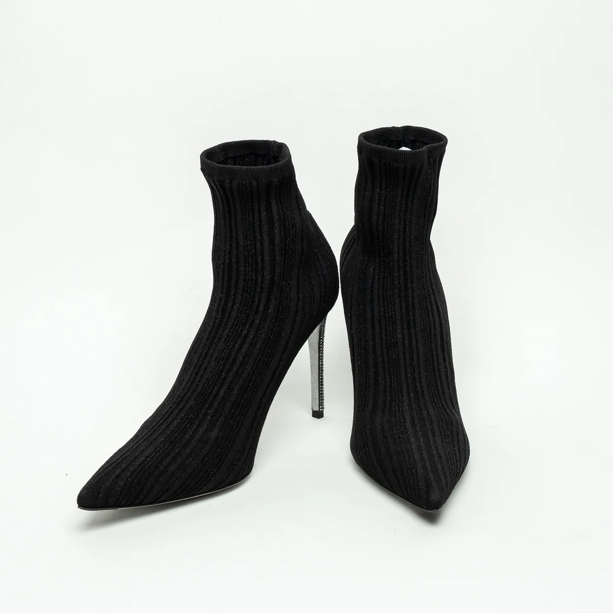 Black Ribbed Knit Sock Boot Size 40