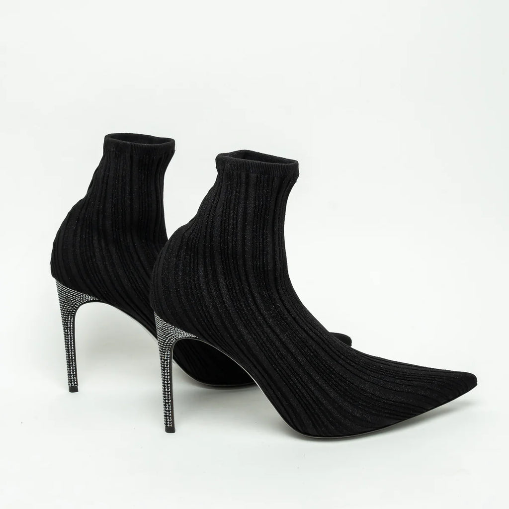 Black Ribbed Knit Sock Boot Size 40