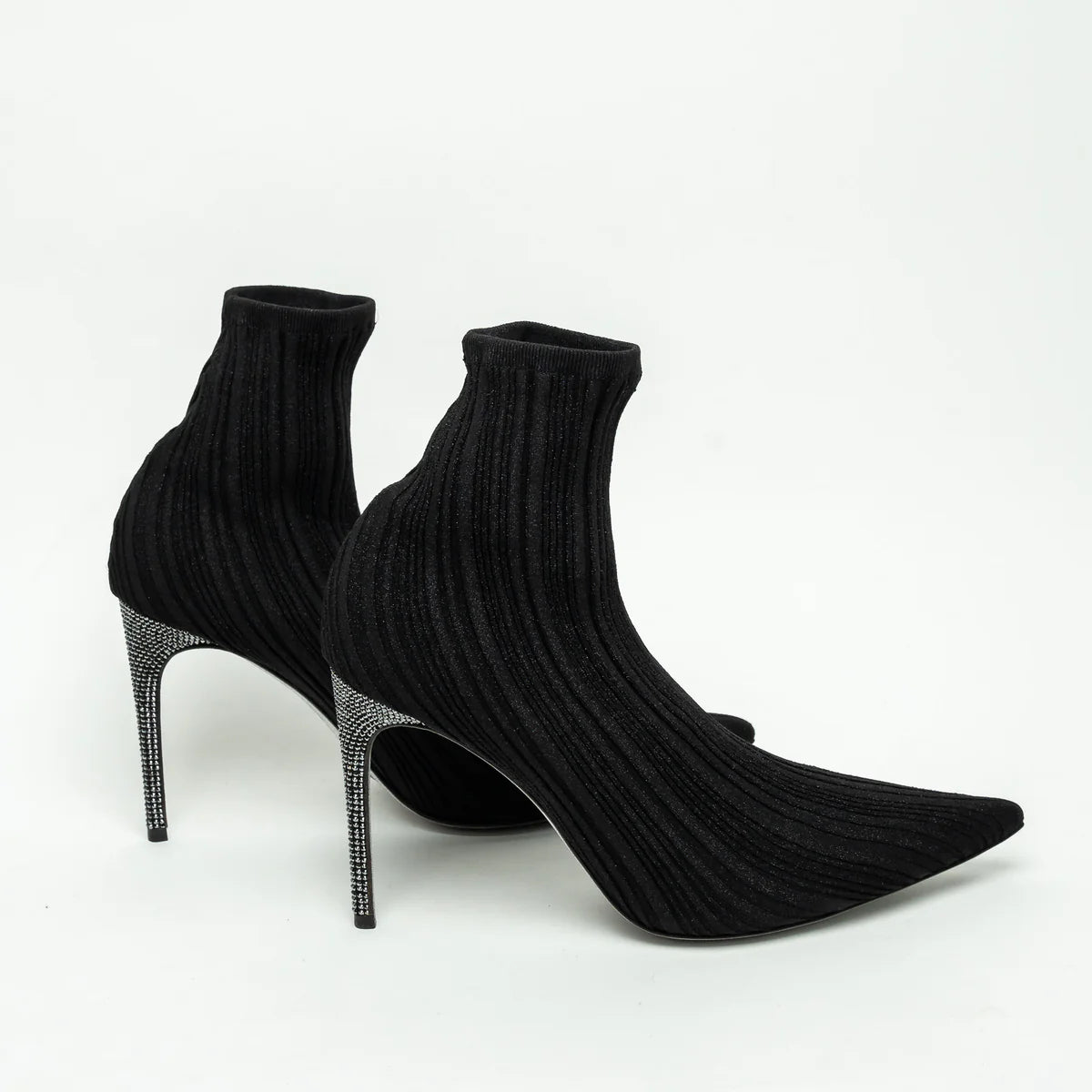Black Ribbed Knit Sock Boot Size 40