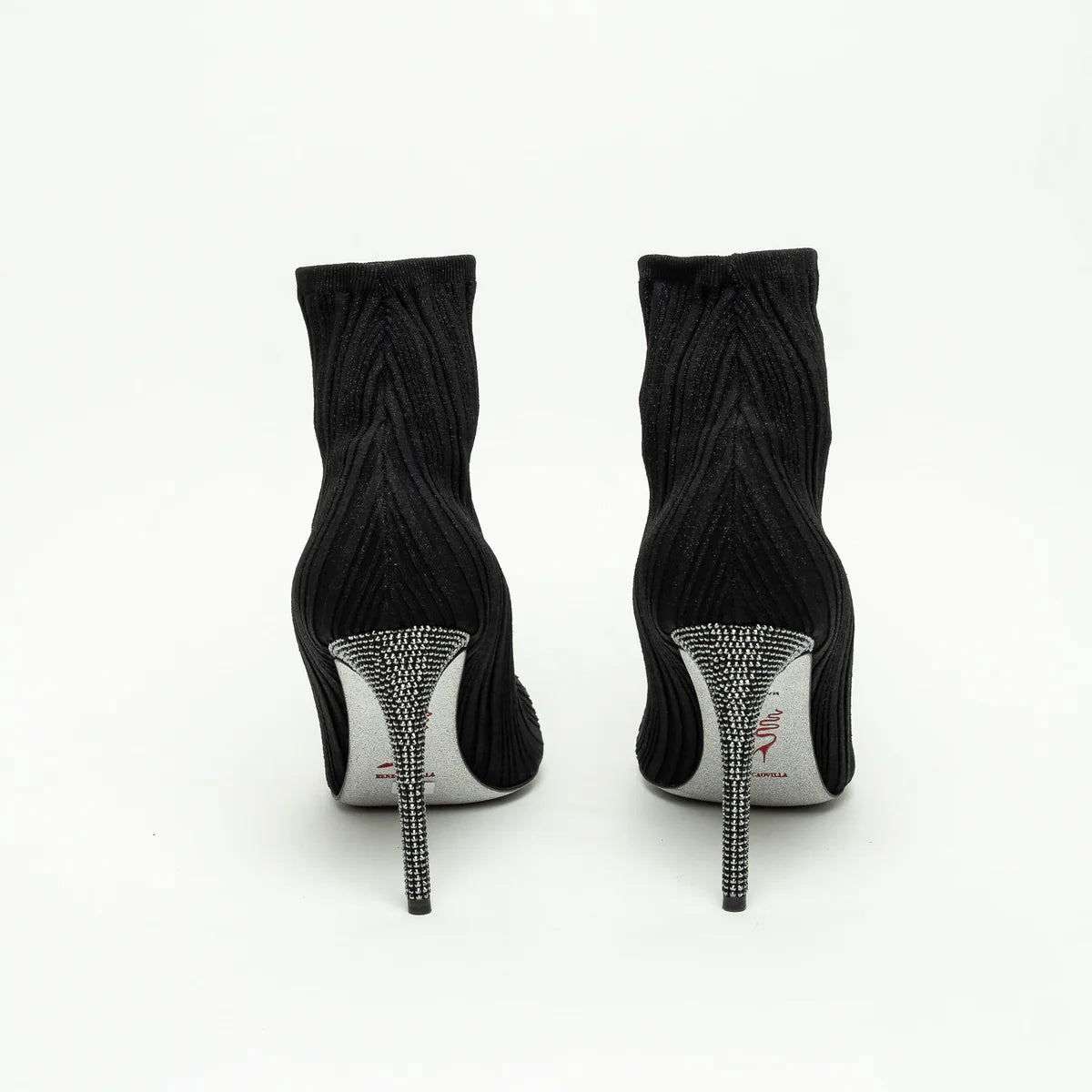 Black Ribbed Knit Sock Boot Size 40