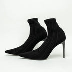 Black Ribbed Knit Sock Boot Size 40