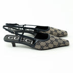 Gucci Monogram Sling Back Kitten Heels Size 36.5 Coeur Cult Core