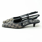 Gucci Monogram Sling Back Kitten Heels Size 36.5 Coeur Cult Core