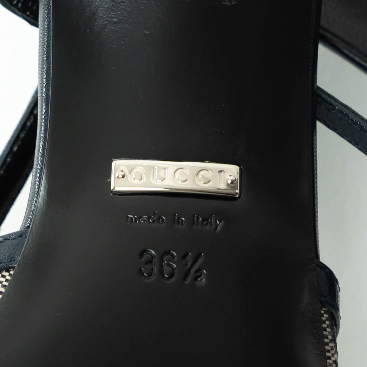 Gucci Monogram Sling Back Kitten Heels Size 36.5 Coeur Cult Core