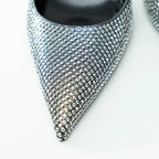 Versace Silver Crystal Embellished Slingback Pumps Size 40 Coeur Cult Core