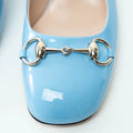 Gucci Blue Patent Leather Slingbacks with Horsebit Size 38 Coeur Cult Core