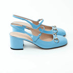 Gucci Blue Patent Leather Slingbacks with Horsebit Size 38 Coeur Cult Core