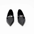 Hermes Black Lambskin Leather Kelly Ballet Flats Size 38.5