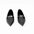 Hermes Black Lambskin Leather Kelly Ballet Flats Size 38.5