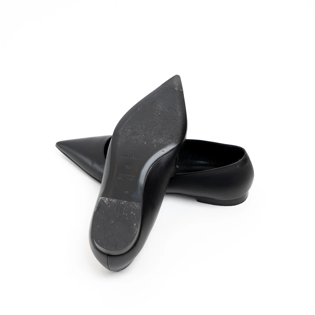 Hermes Black Lambskin Leather Kelly Ballet Flats Size 38.5