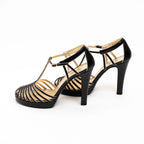 Pre-Loved Chanel™ Black Leather Caged Sandals Size 40C