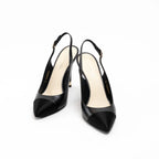 Pre-Loved Chanel™ Black Calfskin Leather Velvet Tip Slingback Sandals Size 39