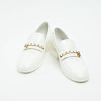 Chanel White Patent Leather Loafers Size 39C