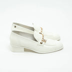 Chanel White Patent Leather Loafers Size 39C