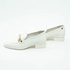 Chanel White Patent Leather Loafers Size 39C