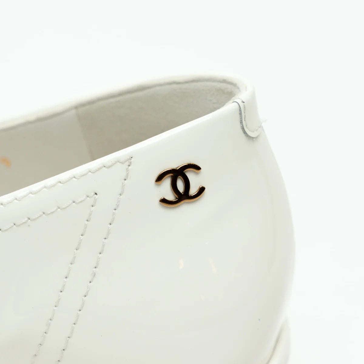 Chanel White Patent Leather Loafers Size 39C