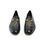 Gucci Black Lambskin Leather Snake Print Horsebit Loafers Size 8