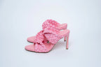 Bottega Veneta Woven Raffia Pink Heeled Sandals Size 39.5 Coeur Cult Core