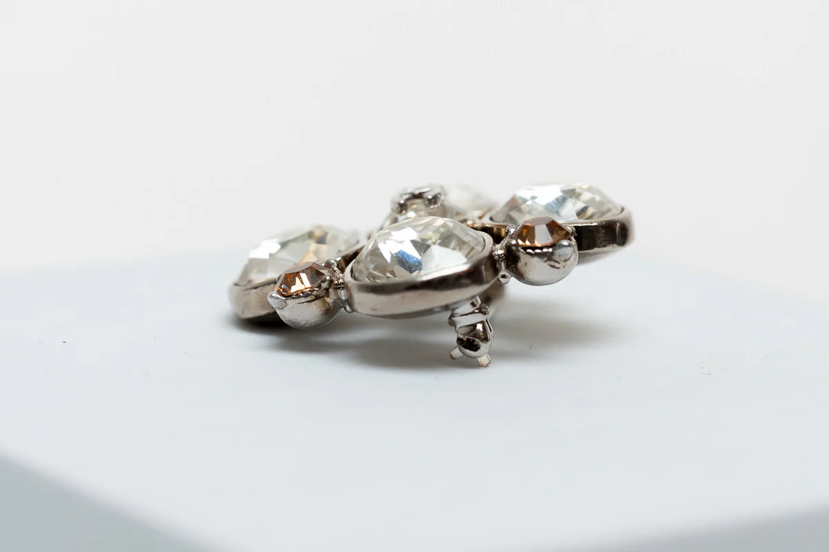 Silver-Tone Crystal Brooch
