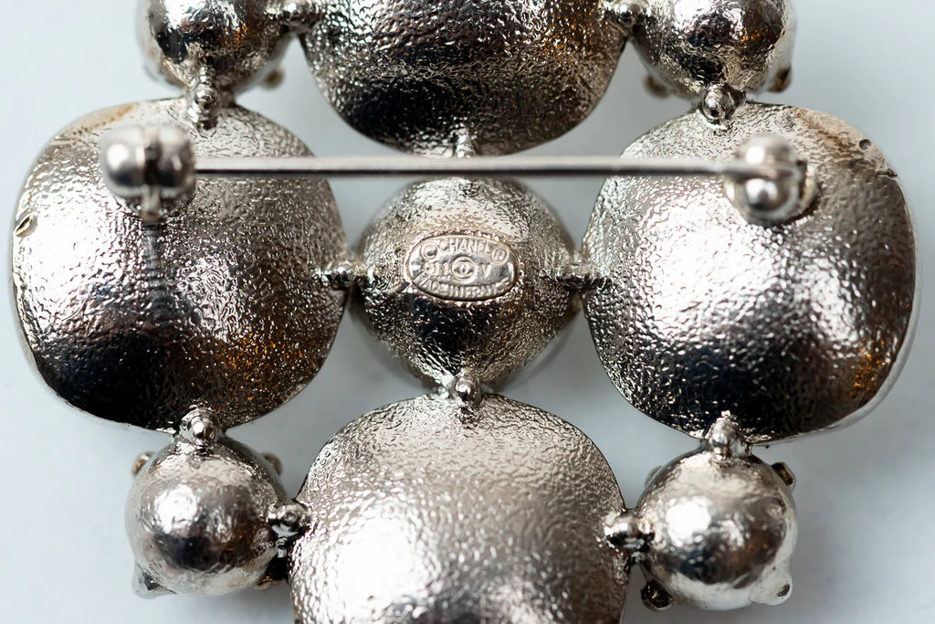 Silver-Tone Crystal Brooch