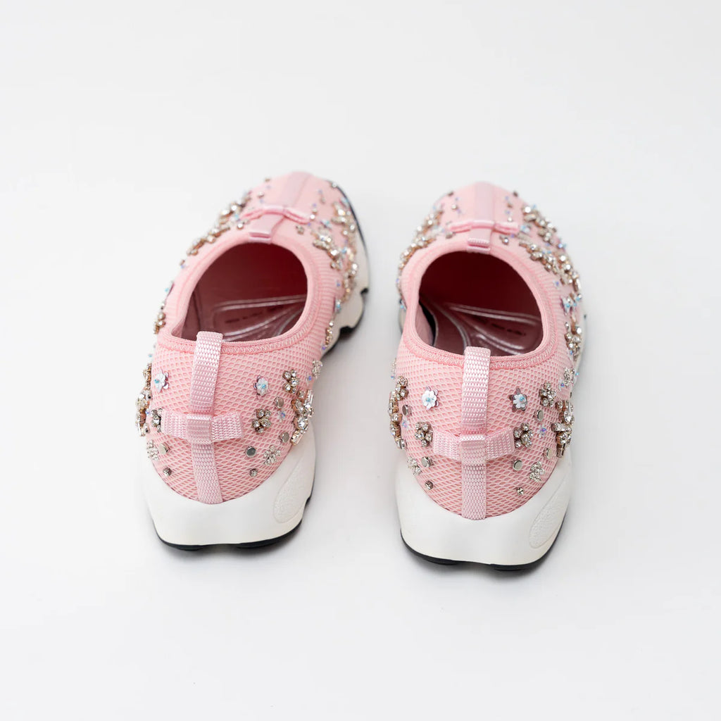 Dior Pink Embellished Mesh Fusion Sneakers Size 38.5 Coeur Cult Core