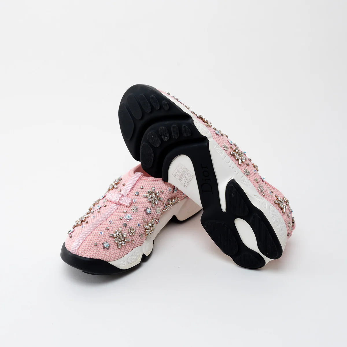 Dior Pink Embellished Mesh Fusion Sneakers Size 38.5 Coeur Cult Core