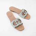 Gucci Sage Suede Interlocking G Slide Sandals Size 42 Coeur Cult Core